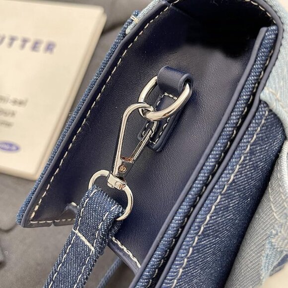 Women Denim Small Square Bag Patchwork Shoulder Handbag Premium Texture Crossbod - Picture 6 of 6